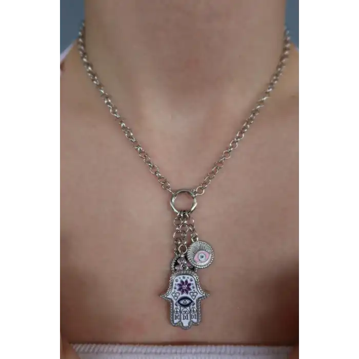 Gümüş Renk Göz Figürlü VİP YSX Kolye