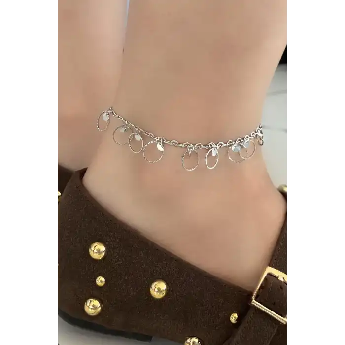 Gümüş Renk Halka Detaylı YSX Halhal