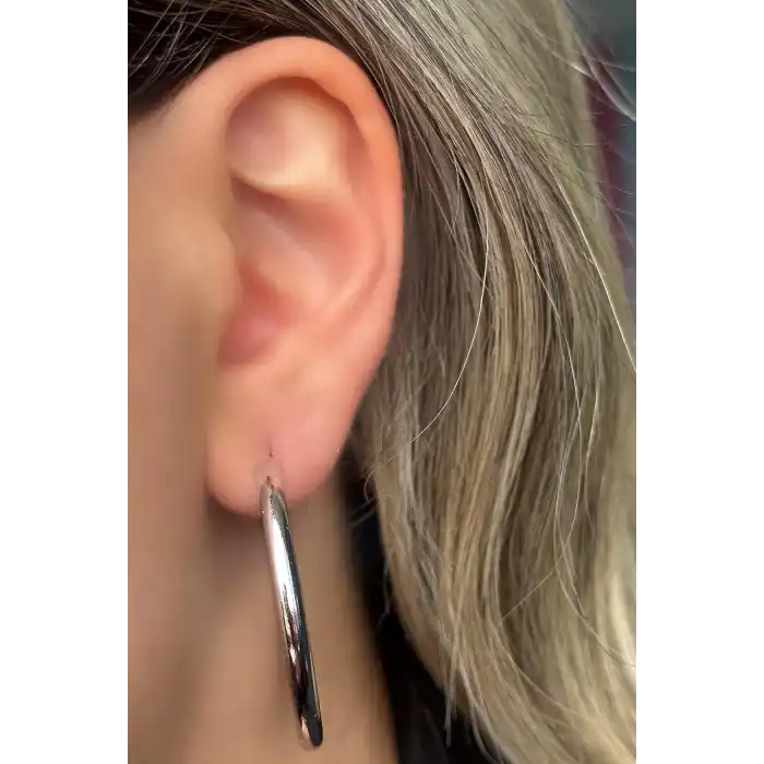 Gümüş Renk Halka Küpe