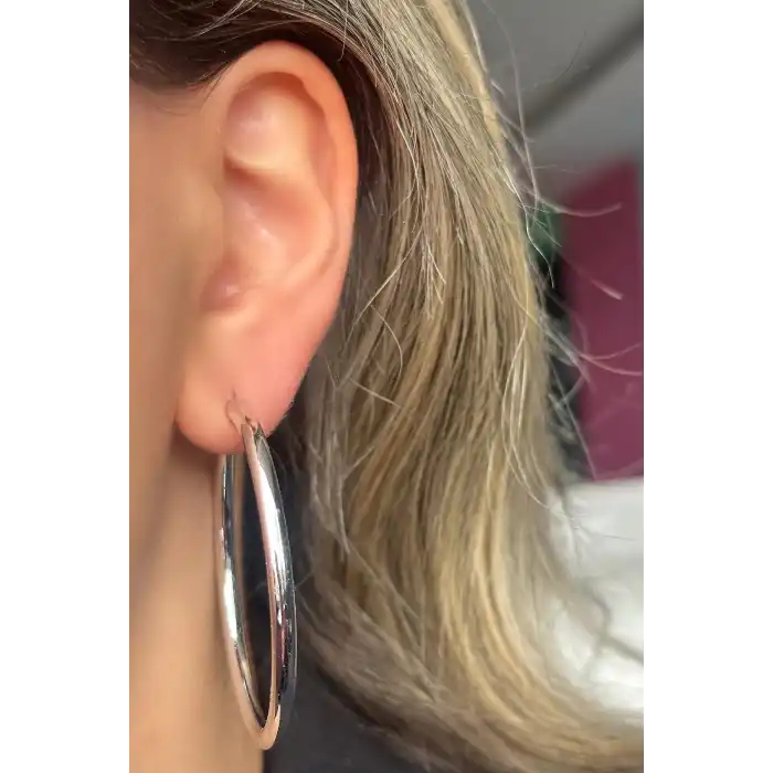 Gümüş Renk Halka Küpe