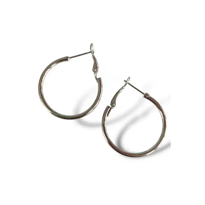 Gümüş Renk Halka Küpe 25MM (Çift)