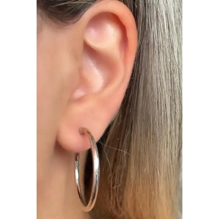 Gümüş Renk Halka Küpe 30MM (Çift)