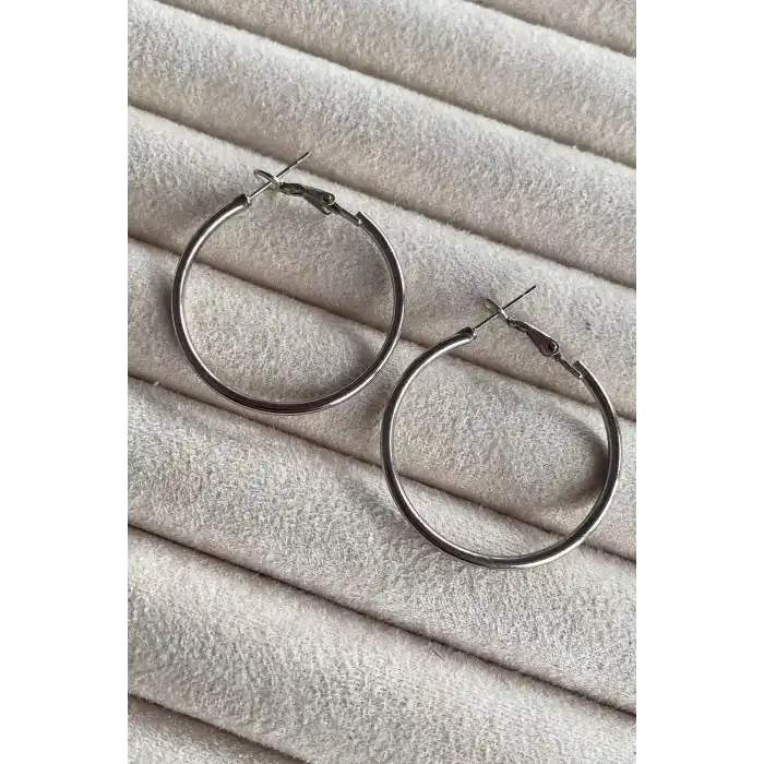 Gümüş Renk Halka Küpe 40MM (Çift)