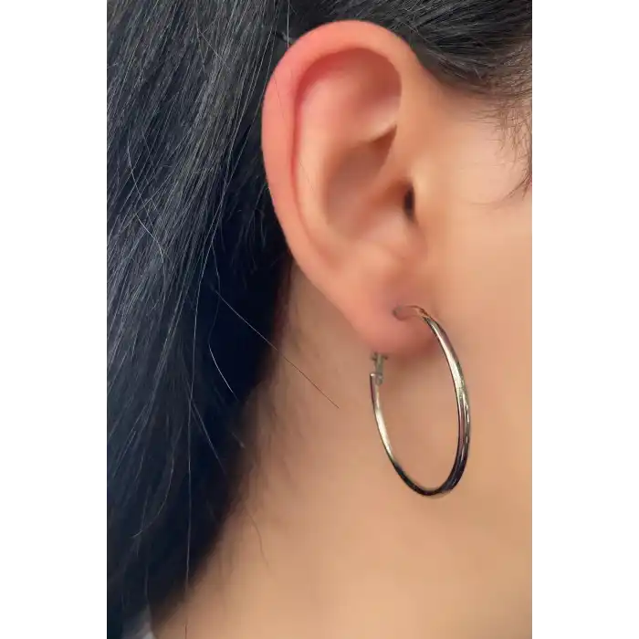 Gümüş Renk Halka Küpe 40MM (Çift)