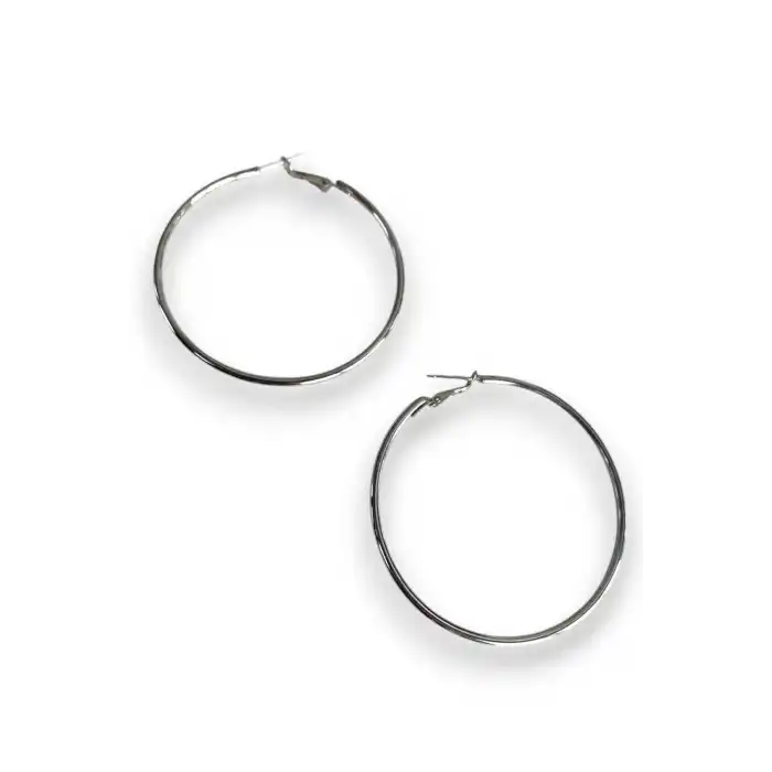 Gümüş Renk Halka Küpe 50MM (Çift)