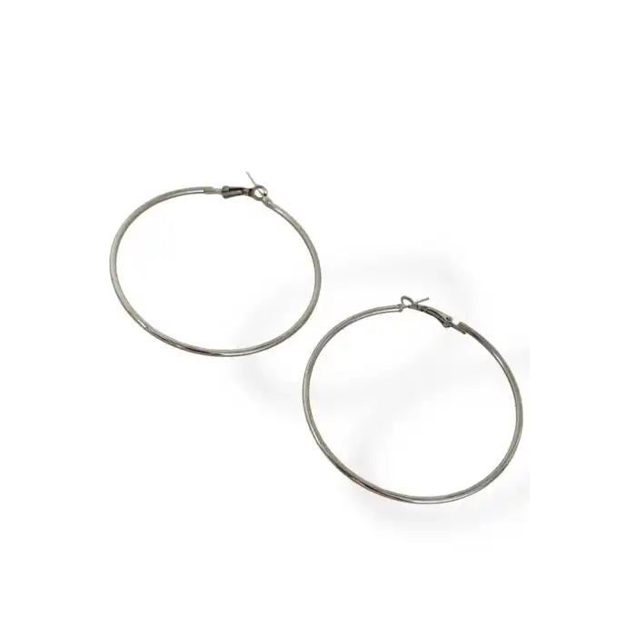 Gümüş Renk Halka Küpe 60MM (Çift)