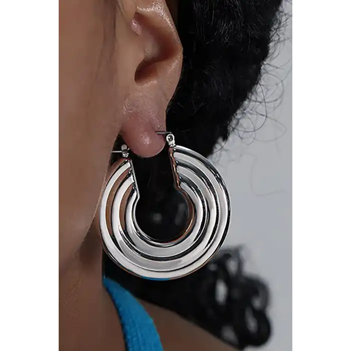 Gümüş Renk Halka Küpe (Çift)