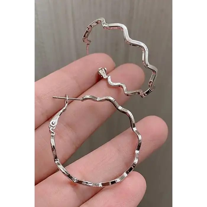 Gümüş Renk Halka Küpe (Çift)