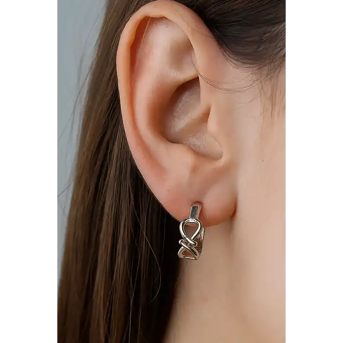 Gümüş Renk Halka Küpe (Çift)