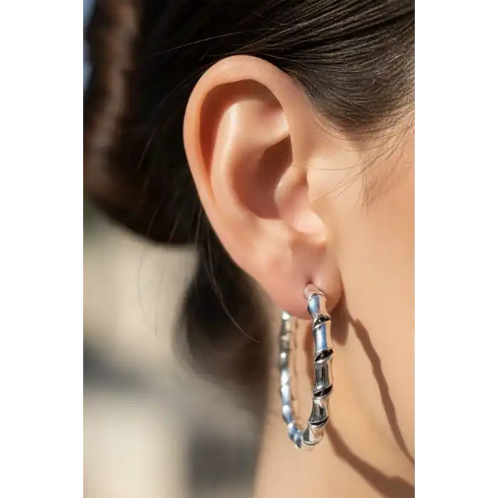 Gümüş Renk Halka Küpe (Çift)