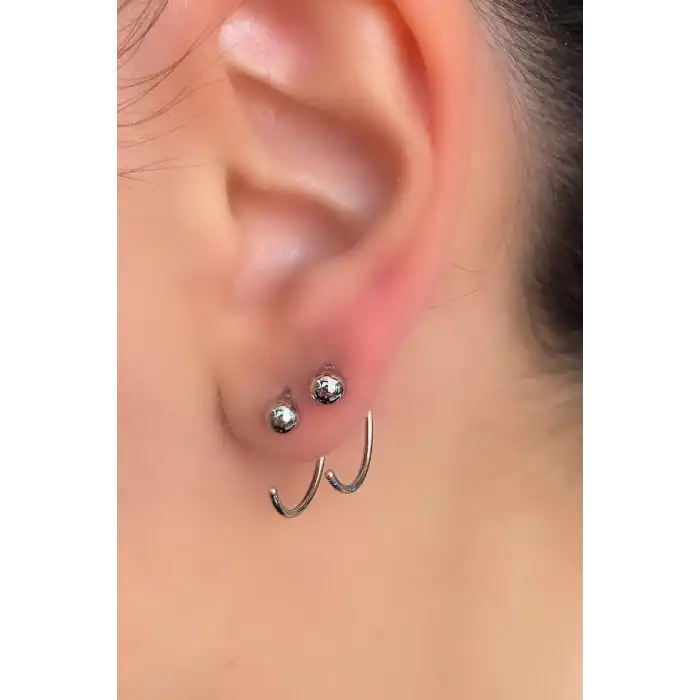 Gümüş Renk Halka Küpe (Çift)