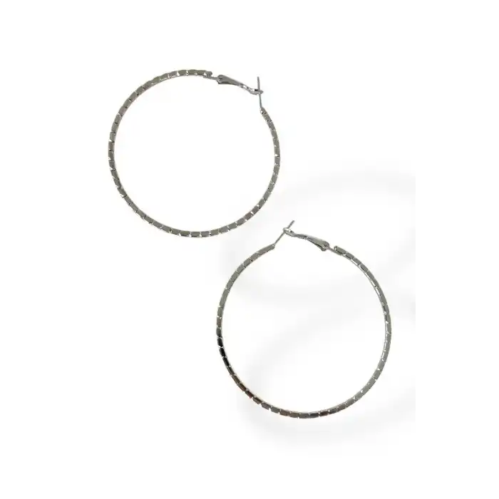 Gümüş Renk Halka Küpe (Çift)