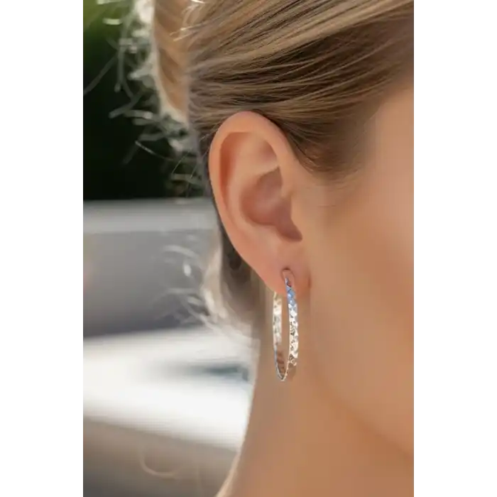 Gümüş Renk Halka Küpe (Çift)