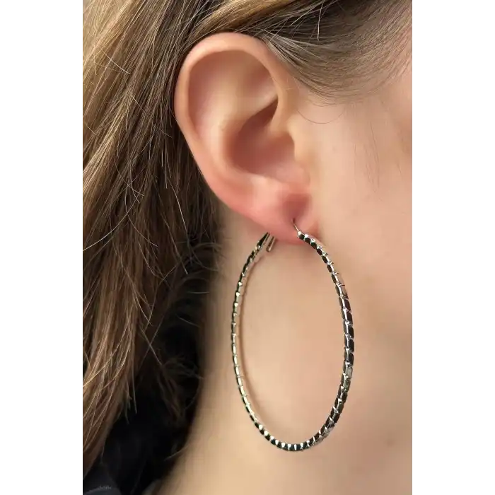 Gümüş Renk Halka Küpe (Çift)