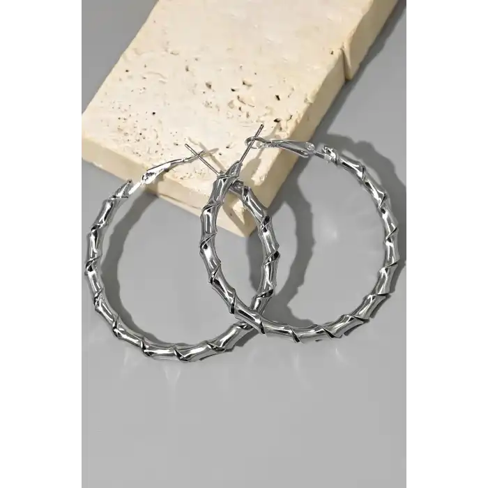 Gümüş Renk Halka Küpe (Çift)