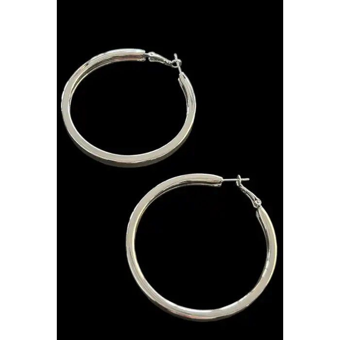 Gümüş Renk Halka Küpe (Çift)