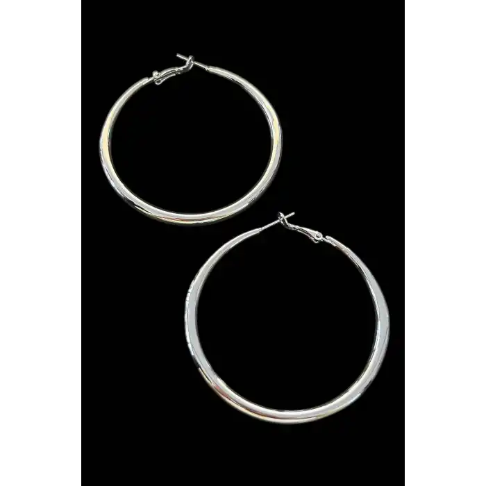 Gümüş Renk Halka Küpe (Çift)