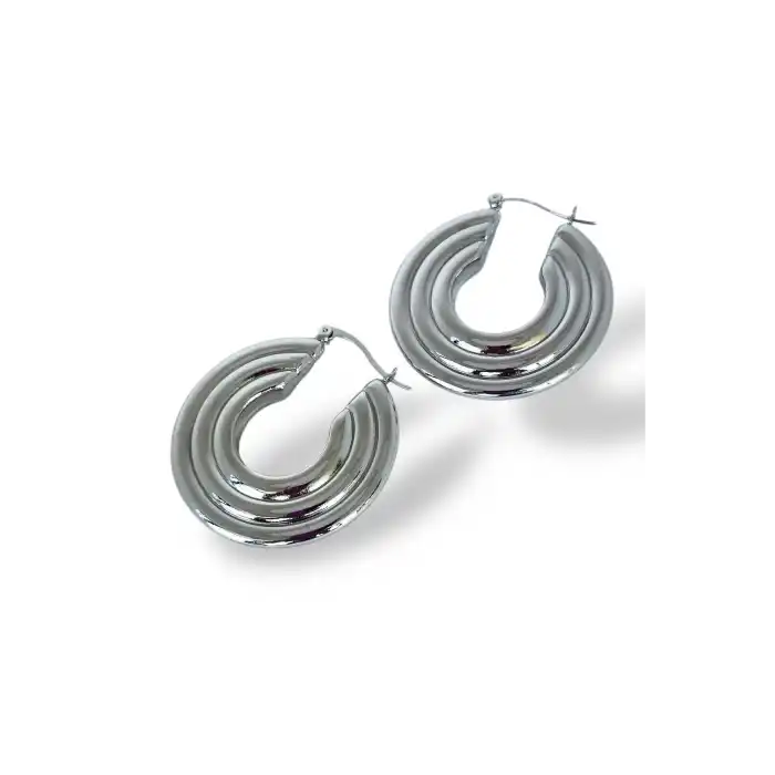 Gümüş Renk Halka Küpe (Çift)