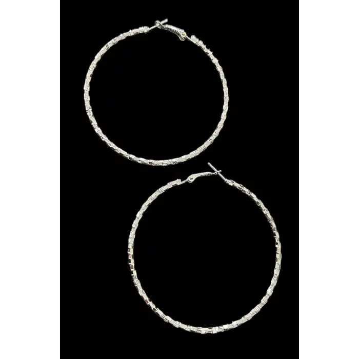 Gümüş Renk Halka Küpe (Çift)