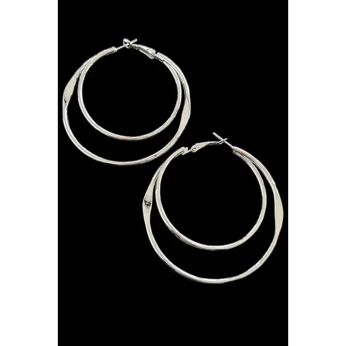 Gümüş Renk Halka Küpe (Çift)