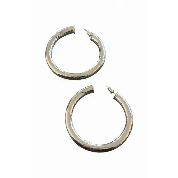 Gümüş Renk Halka Küpe (Çift)