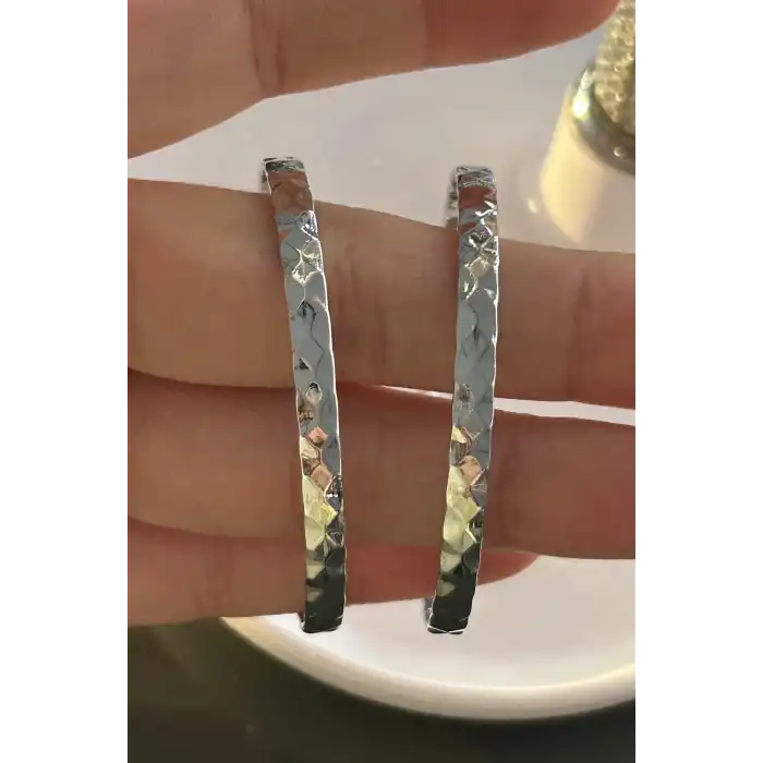 Gümüş Renk Halka Küpe (Çift)