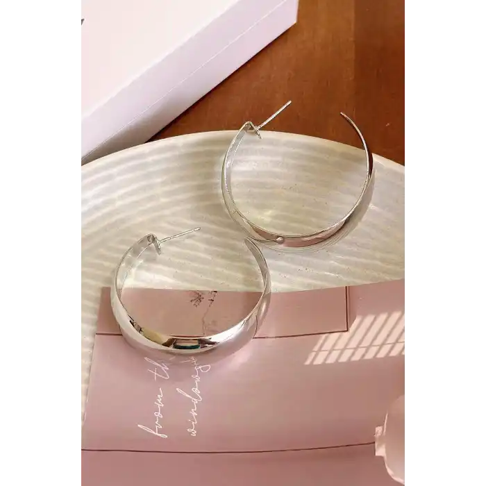 Gümüş Renk Halka Küpe (Çift)