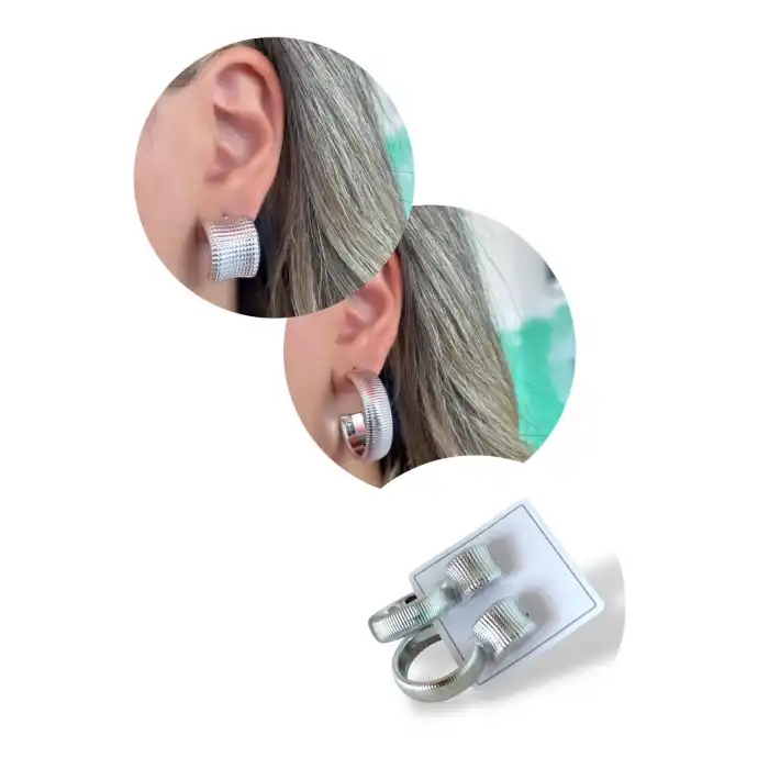 Gümüş Renk Halka Küpe Set