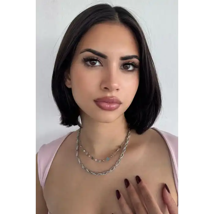 Gümüş Renk İkili Kolye