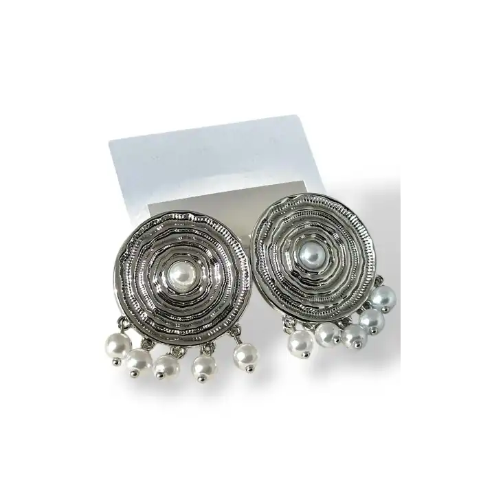 Gümüş Renk İnci Detaylı Küpe (Çift)