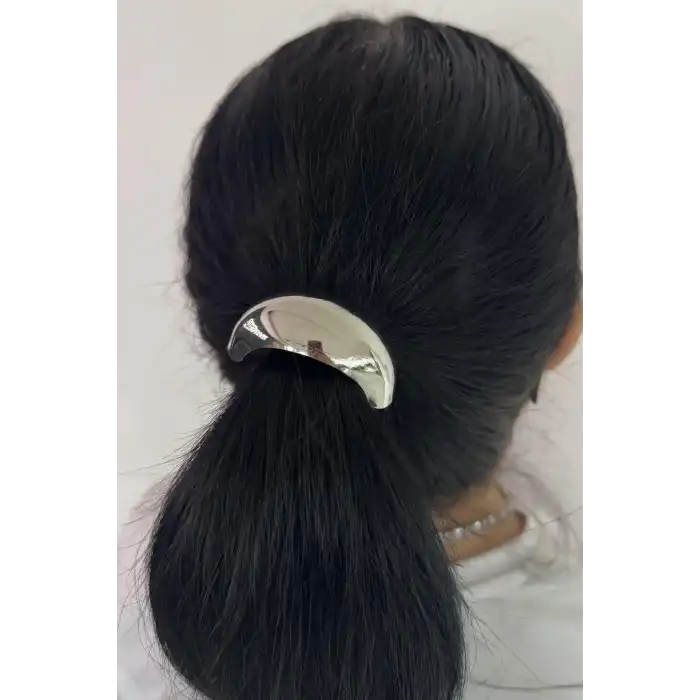 Gümüş Renk Kalın Metal Detaylı Lastik Toka