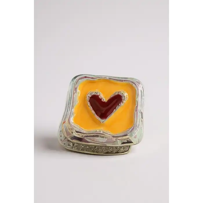 Gümüş Renk Kalp Figürlü 14K Altın Kaplama TX Ear Cuff (Tek)