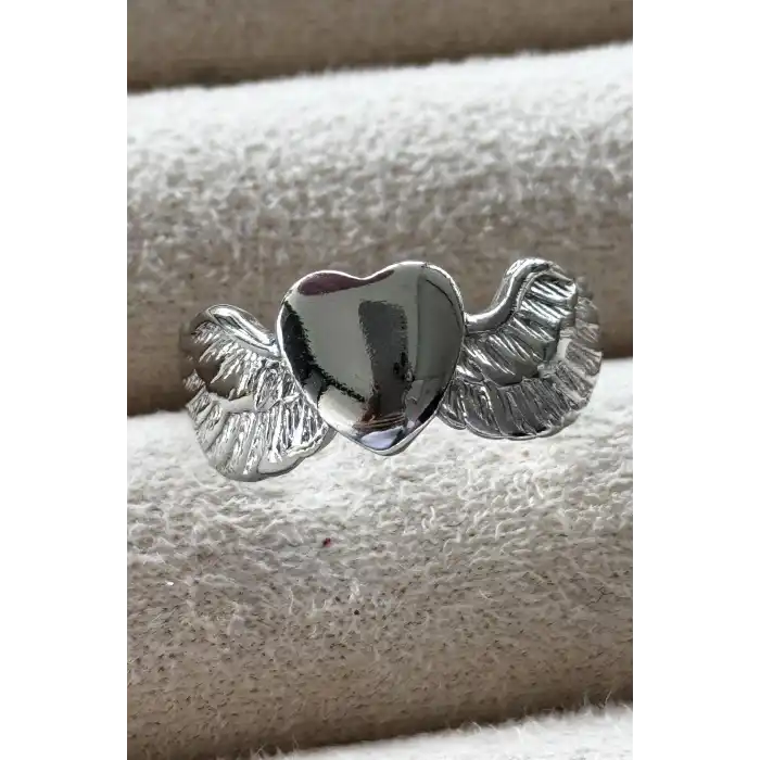 Gümüş Renk Kalp Figürlü Metal Ayarlanabilir Yüzük