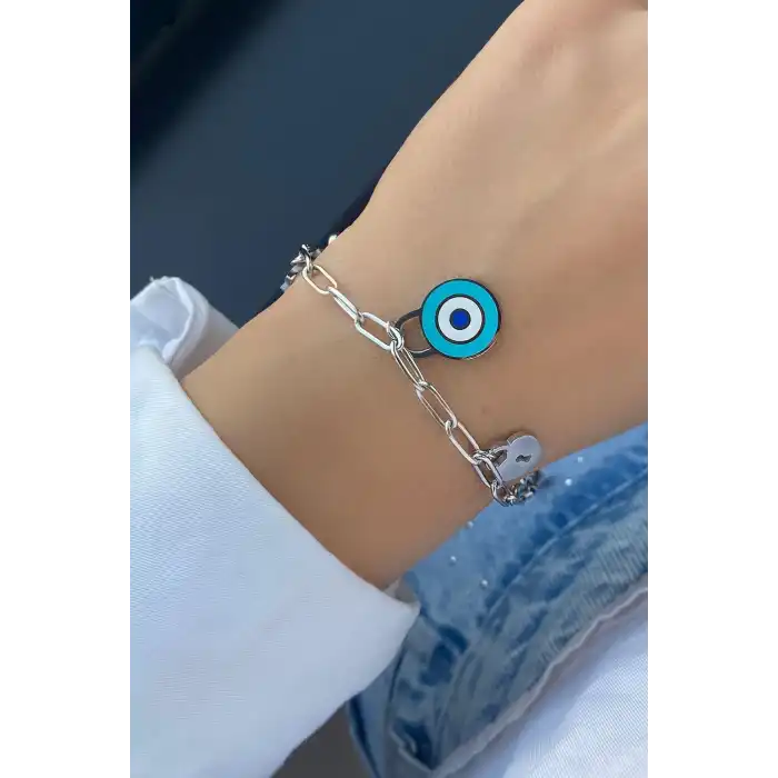 Gümüş Renk Karışık Figürlü Çelik Bileklik