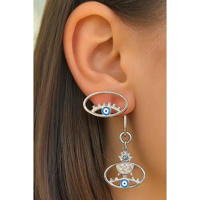 Gümüş Renk Karışık Figürlü YSX Küpe (Çift)