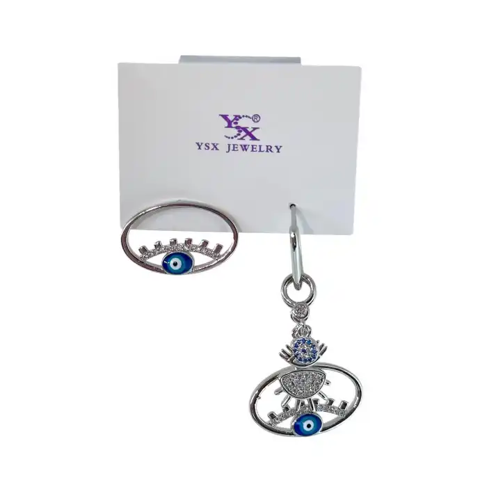 Gümüş Renk Karışık Figürlü YSX Küpe (Çift)