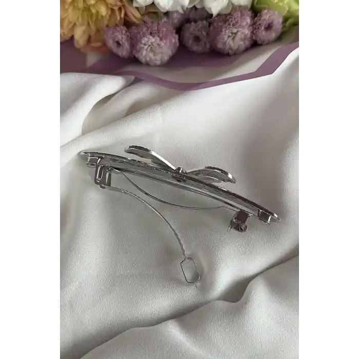 Gümüş Renk Kelebek Figürlü Metal Otomat Toka