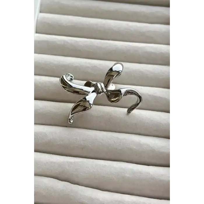 Gümüş Renk Kurdele Figürlü Kulak Aksesuar (Tek)