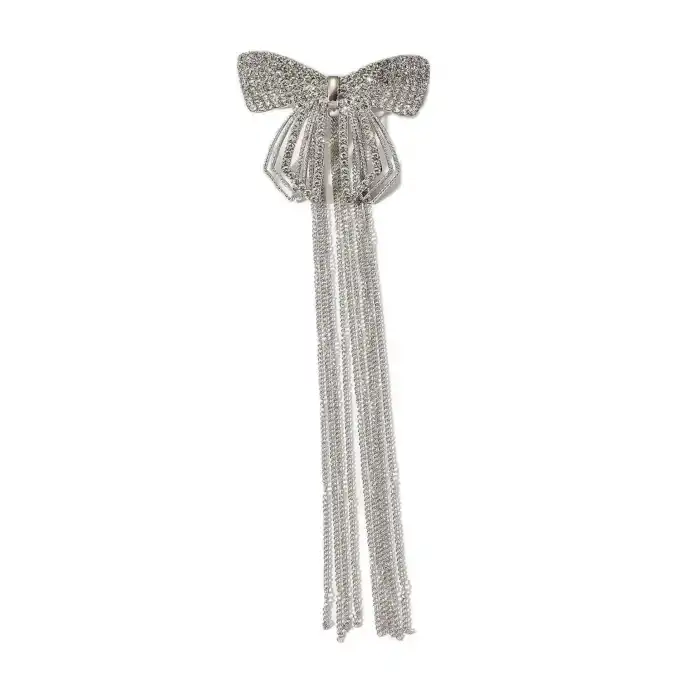 Gümüş Renk Kurdele Figürlü Taş Detaylı Sallantılı Otomat Toka