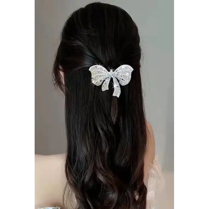 Gümüş Renk Kurdele Figürlü Taşlı Otomat Toka