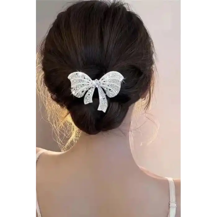 Gümüş Renk Kurdele Figürlü Taşlı Otomat Toka