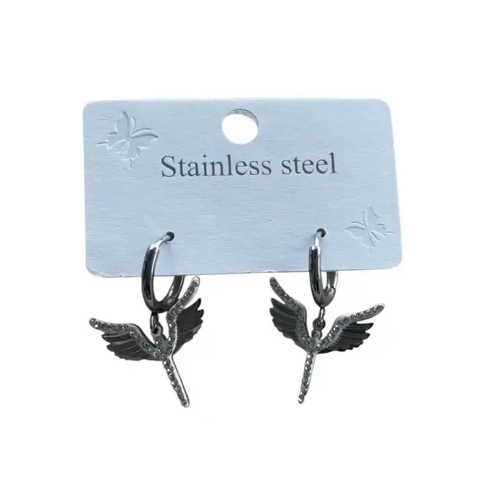 Gümüş Renk Kuş Figürlü Çelik Küpe (Çift)