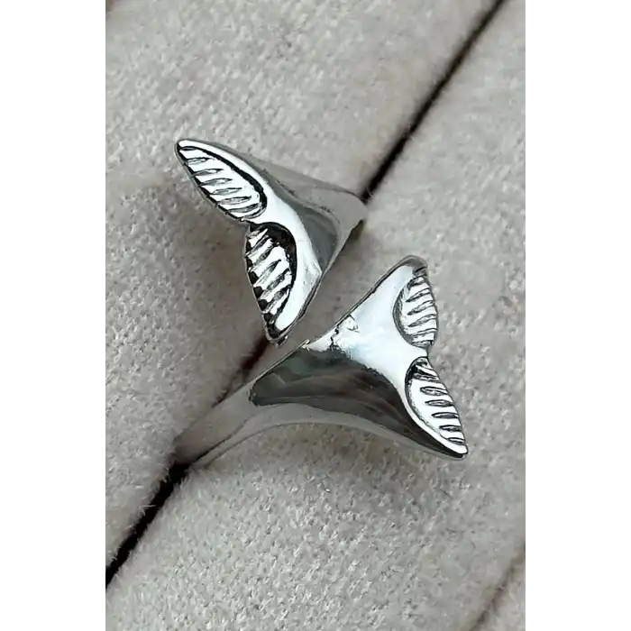 Gümüş Renk Kuyruk Figürlü Ayarlanabilir Yüzük