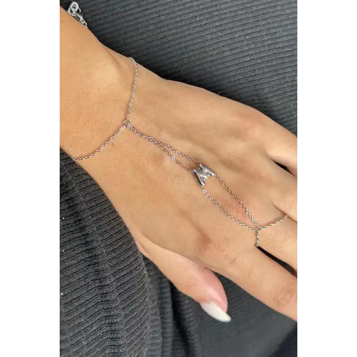 Gümüş Renk M Harf Çelik Şahmeran