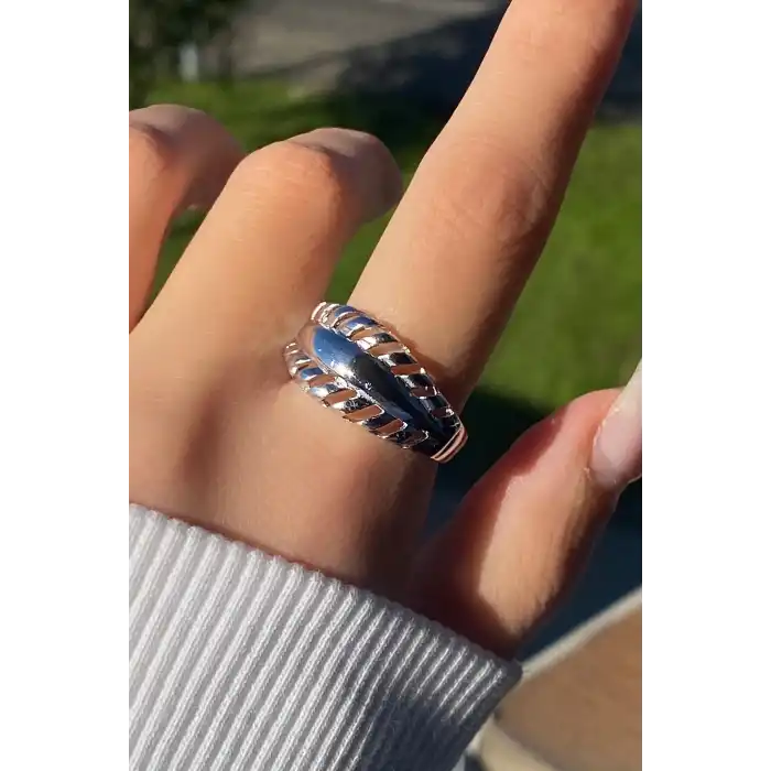 Gümüş Renk Metal Ayarlanabilir Yüzük