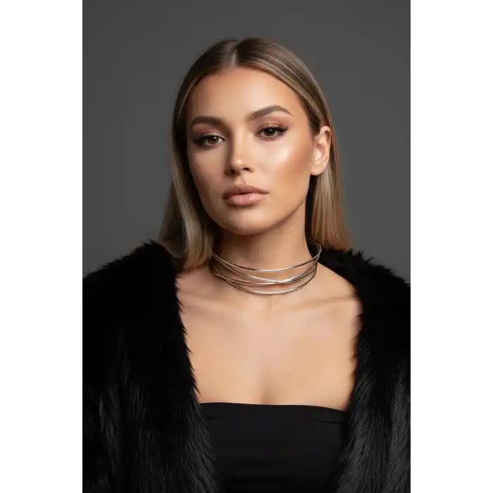 Gümüş Renk Metal Choker Kolye