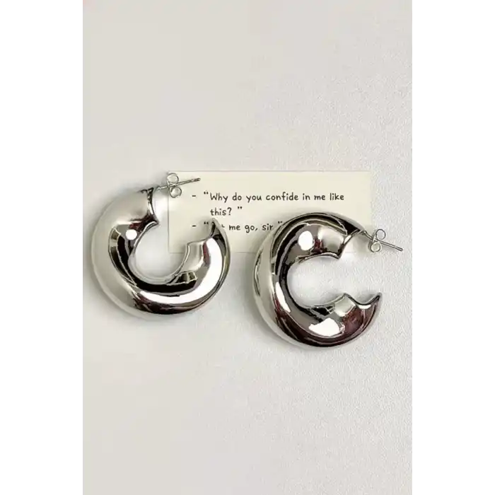 Gümüş Renk Metal Halka Küpe (Çift)