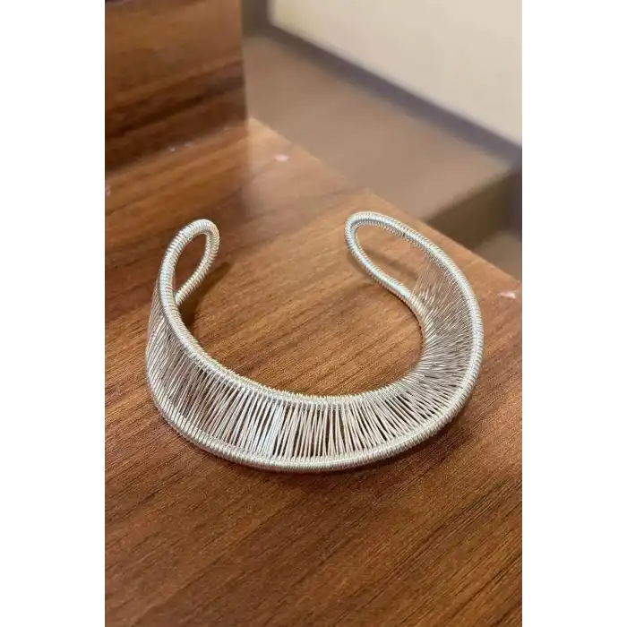 Gümüş Renk Metal Kelepçe Bileklik