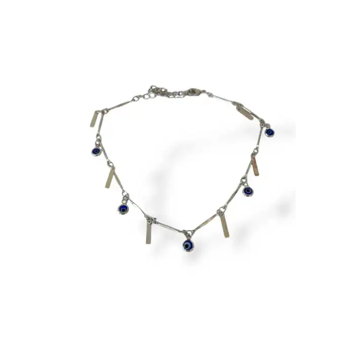 Gümüş Renk Nazar Boncuğu Figürlü  YSX Halhal