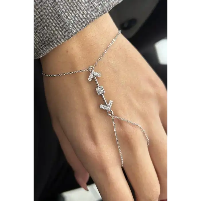 Gümüş Renk Ok Figürlü 14K Altın Kaplama TX Şahmeran